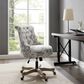 Linon Home Decor Sinclair Office Chair with Floral Gray Cushion in Grey Wash, , large