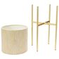 Creative Coop 2-Piece Modern Boho Embossed Metal Planter with Stand Set in Cream and Gold, , large