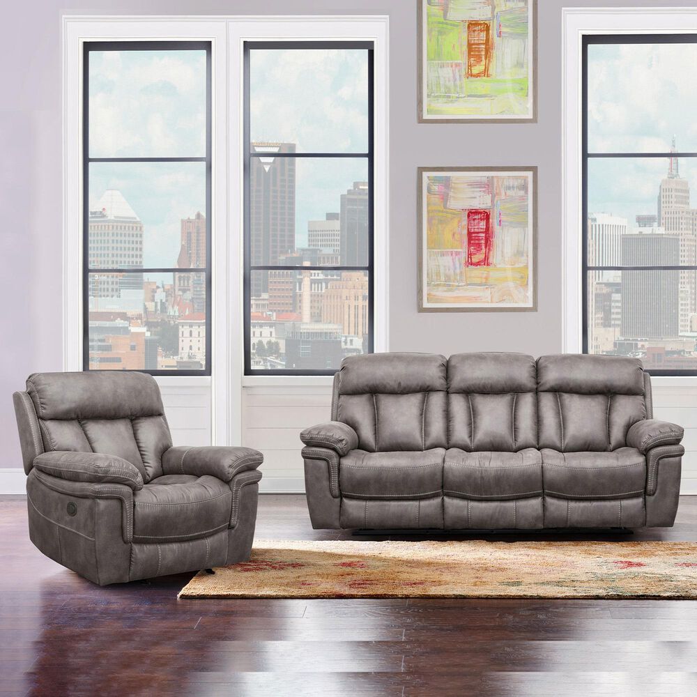 Blue River Estelle 2-Piece Power Reclining Sofa Set in Gunmetal, , large