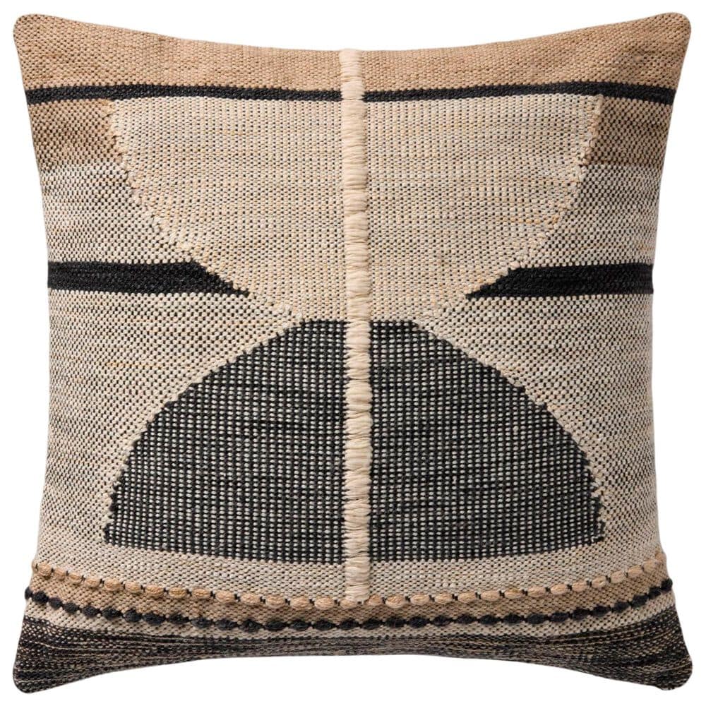 Loloi 22" Square Indoor/Outdoor Throw Pillow in Black, Natural, Tan and Ivory, , large