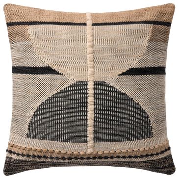 Loloi 22" Square Indoor/Outdoor Throw Pillow in Black, Natural, Tan and Ivory, , large