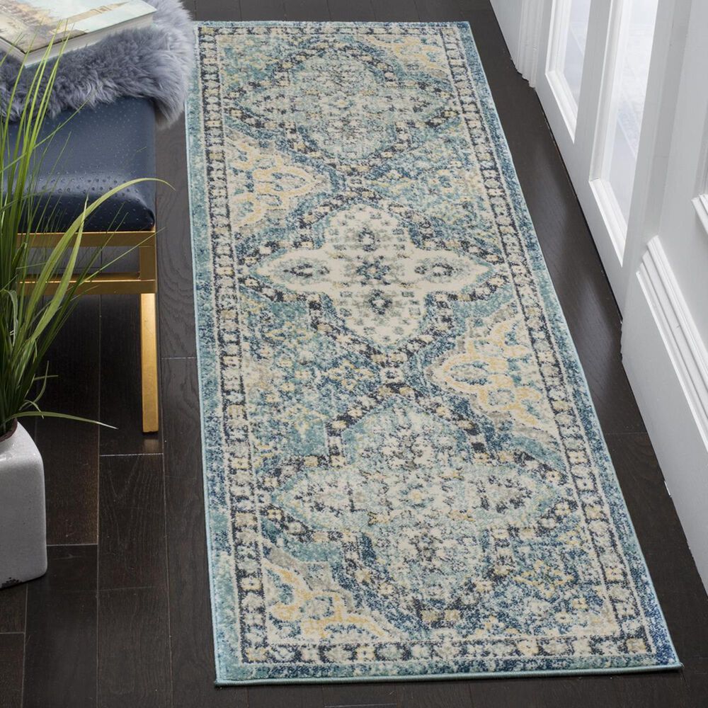 Safavieh Evoke EVK274C 2"2" x 11" Light Blue and Ivory Runner, , large