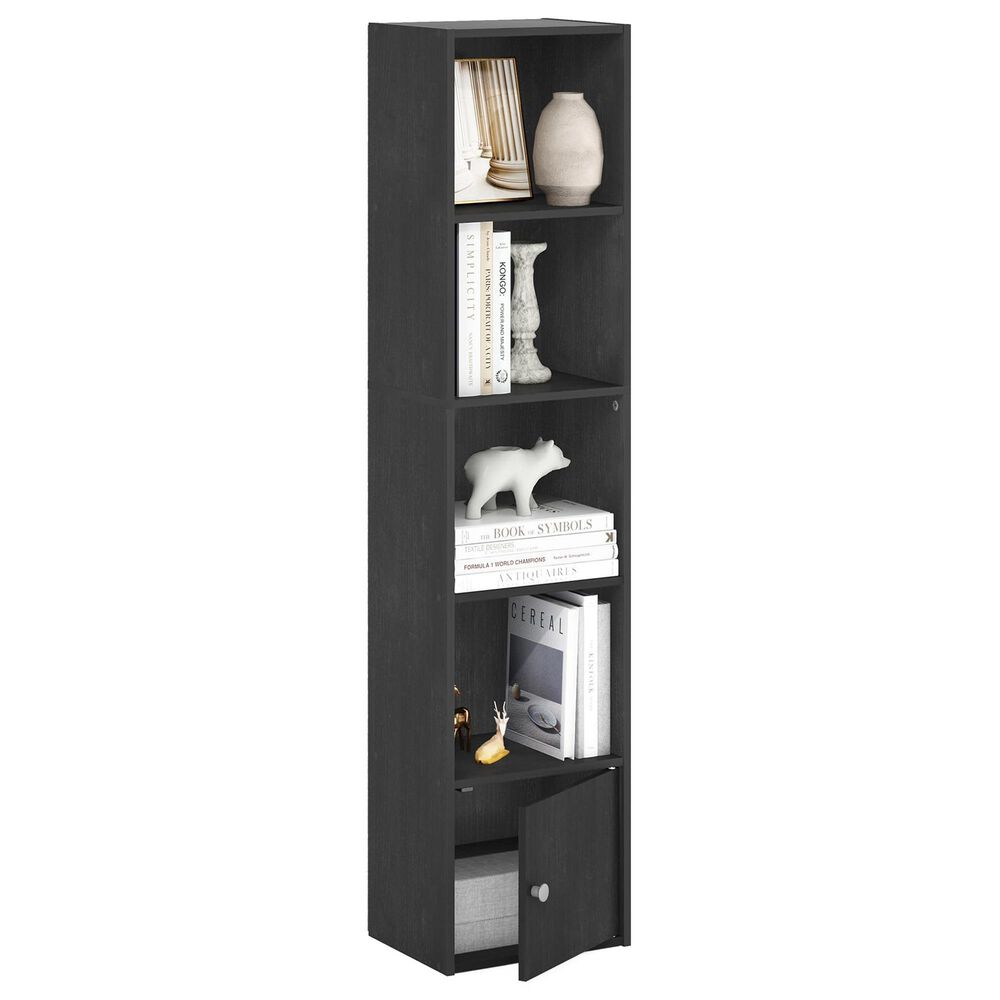 HOMLUX 5-Tier Shelf Bookcase with Door Storage Cabinet in Blackwood, , large