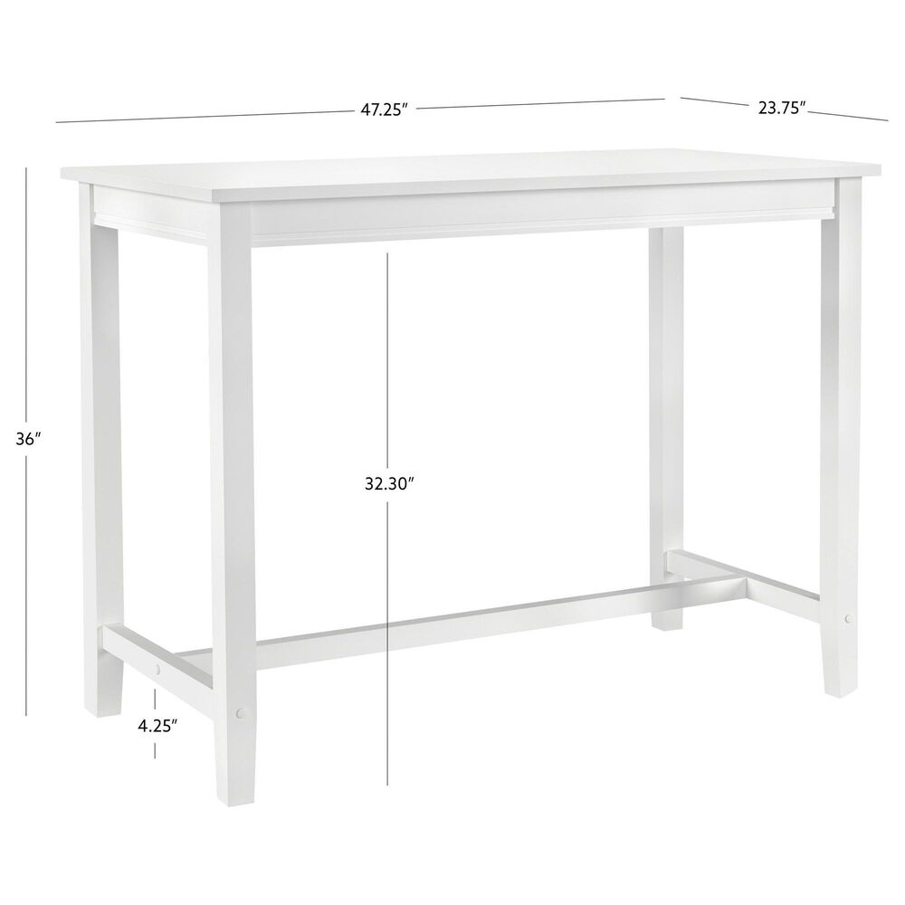 Linon Home Decor Claridge Counter Height Pub Table in Bright White - Table Only, , large