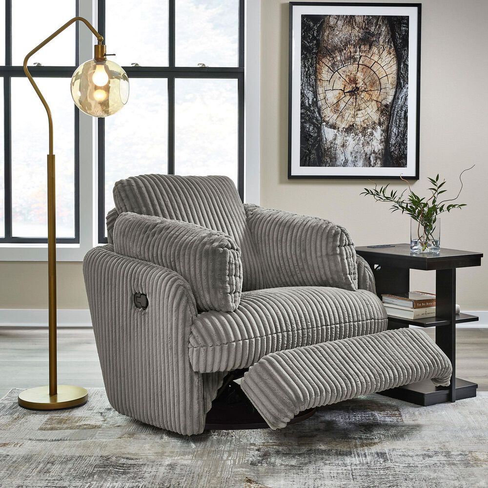 Ashley Tie-Breaker Manual Swivel Glider Recliner in Fog, , large