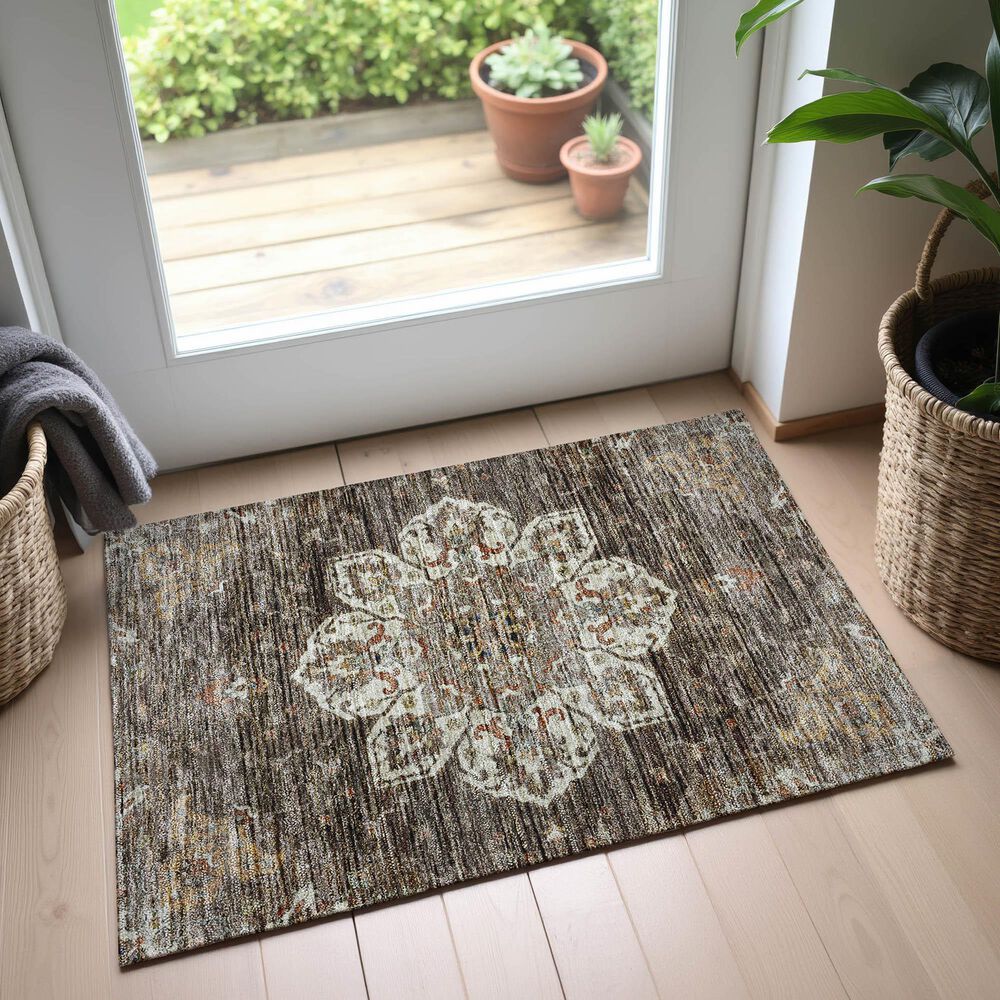 Dalyn Rug Company Silk Road Chocolate, Ivory, Gold, Copper, Gray and Taupe 1&#39;8&quot; x 2&#39;6&quot; Area Rug, , large