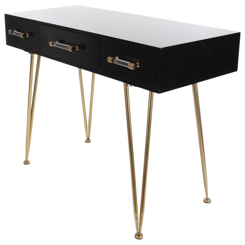 Uma Enterprises Modern Wood Console Table in Black and Gold, , large