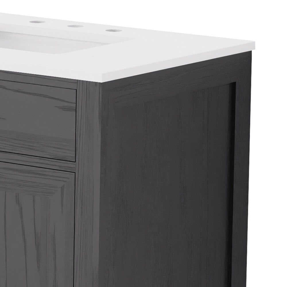 Lexora Home Abbey 80&quot; Double Bathroom Vanity in Black Oak with 2 cm White Cultured Marble Top and Rectangular Sinks, , large