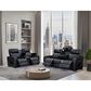Titanic Furniture All Star Power Reclining Loveseat with Power Headrest in Black, , large