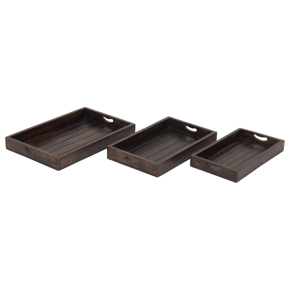 Maple and Jade Wood Tray in Brown (Set of 3), , large