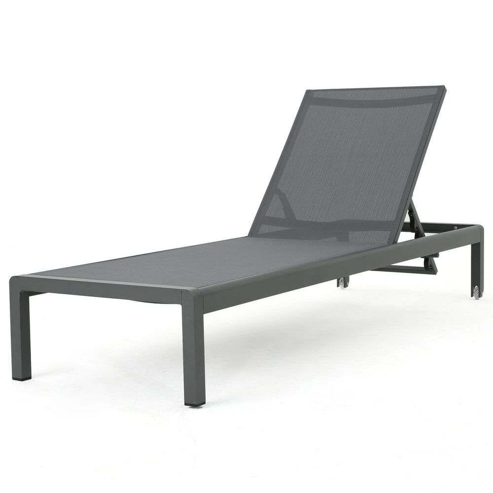 Noble House Cape Coral Patio Chaise Lounge in Dark Gray, , large