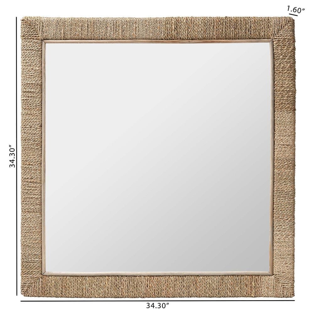 bali &amp; pari Geralyn Japandi Square Wall Mirror in Natural Seagrass, , large
