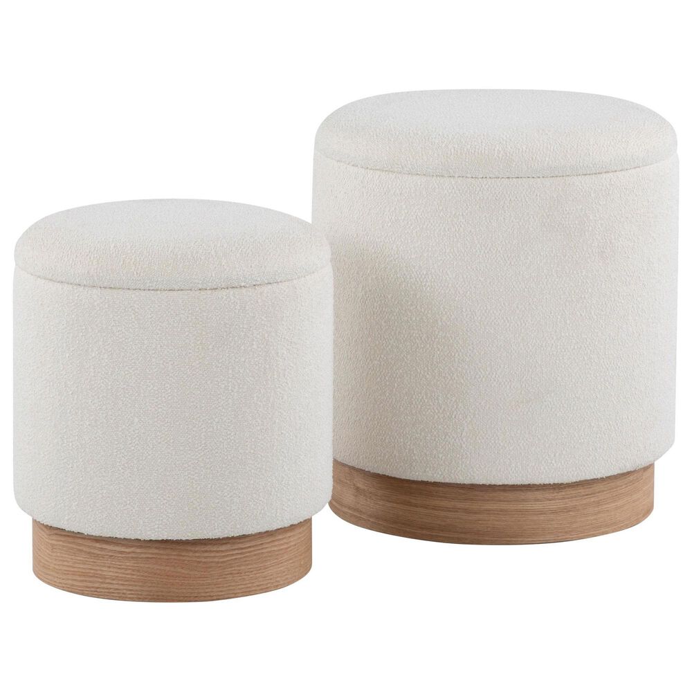 Lumisource Marla 2-Piece 16" Nesting Ottoman Set in Cream, , large
