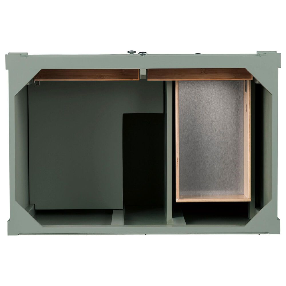 James Martin Vanities Brittany 36" Single Bathroom Vanity in Smokey Celadon with Single Hole 3 cm White Zeus Quartz Top and Rectangular Sink, , large
