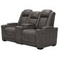 Signature Design by Ashley HyllMont Power Recliner Console Loveseat with Power Headrest in Gray, , large