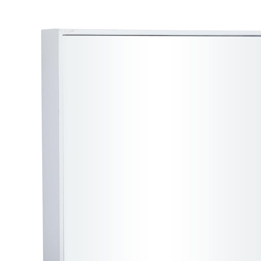 Maple and Jade 36&quot; x 14&quot; Rectangular Wood Wall Mirror with Thin Frame in White, , large