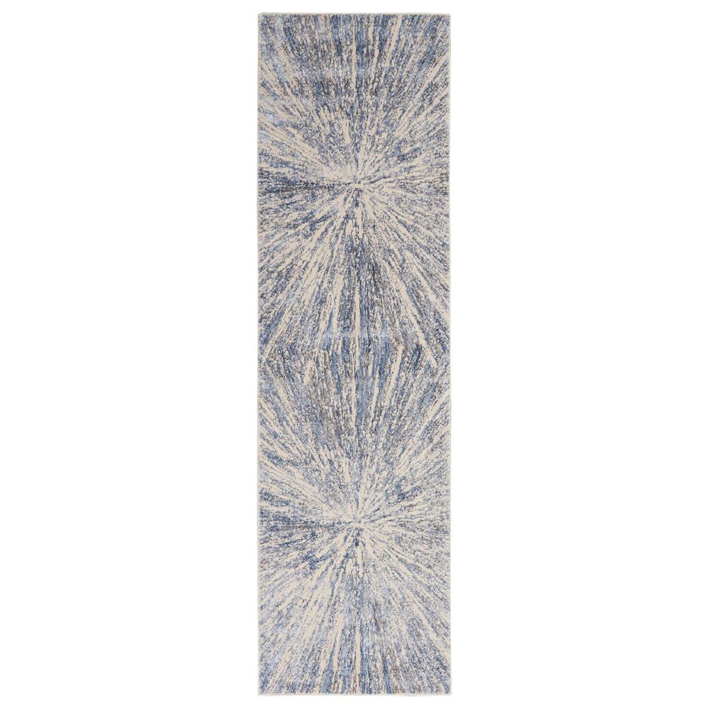 Nourison Silky Textures SLY05 2"2" x 7"6" Blue and Grey Runner, , large
