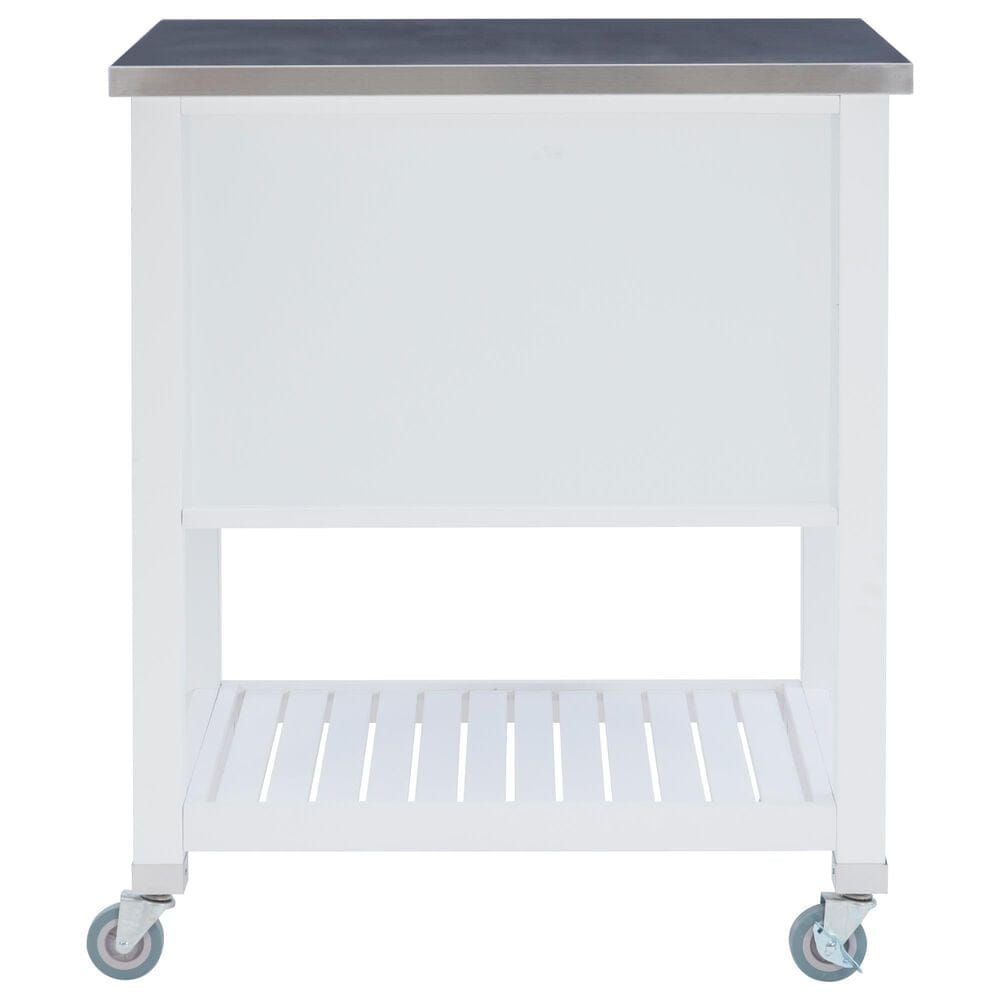 Linon Home Decor Robbin Kitchen Cart in White and Stainless Steel, , large