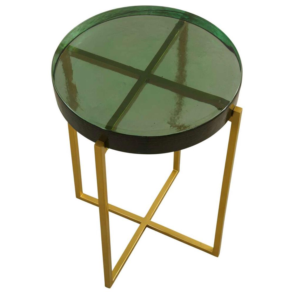 Bassett Mirror Company Marilee Accent Table in Rich Green and Sleek Brushed Gold, , large