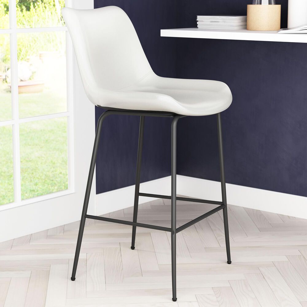 Zuo Modern Byron Counter Chair in White/Black, , large