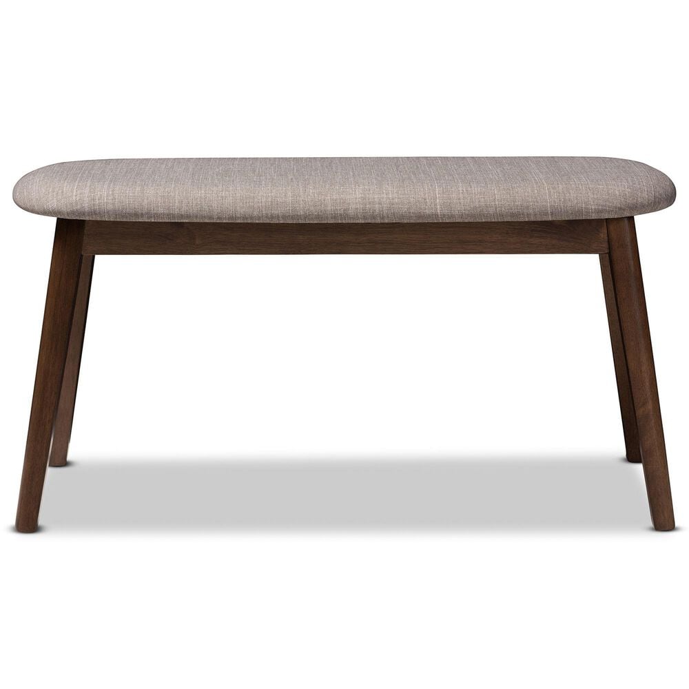 Baxton Studio Easton Bench with Light Grey Cushion in Walnut Brown, , large