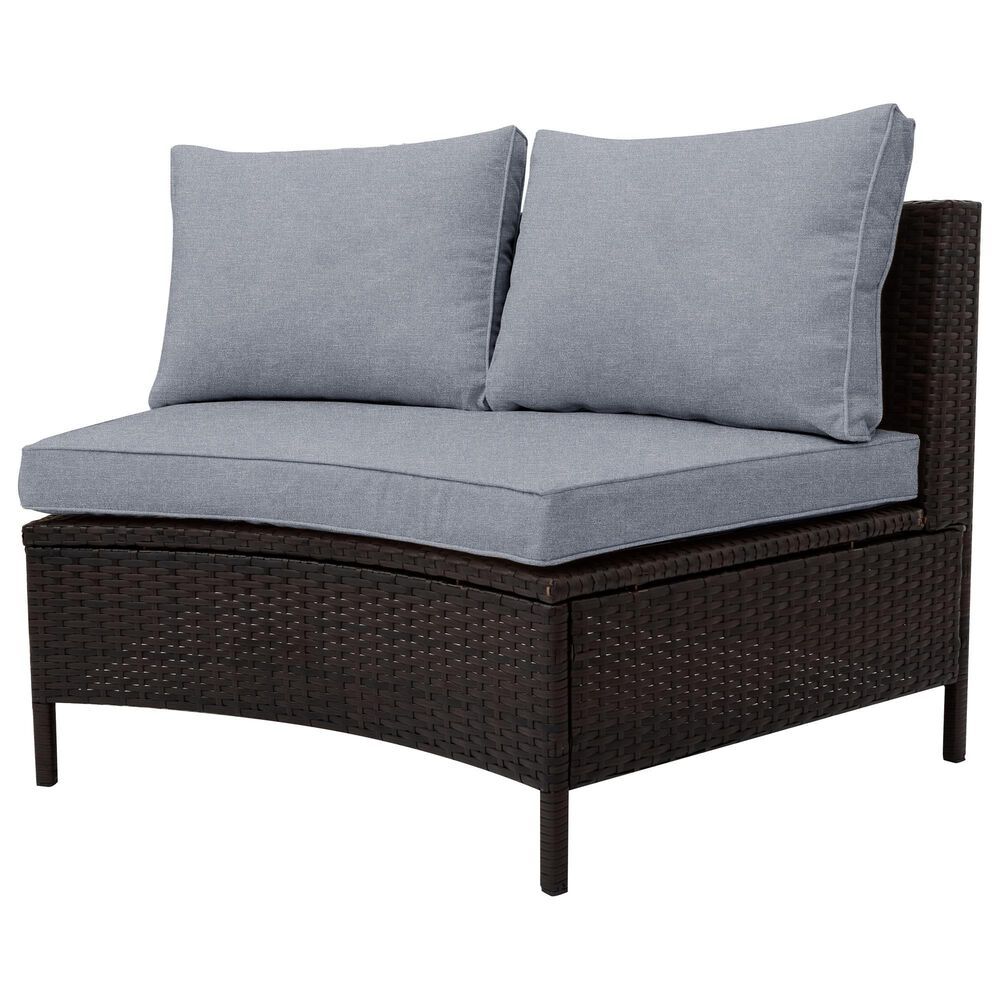 HOMLUX 5 Pieces All-Weather Brown PE Rattan Wicker Sofa Set in Grey, , large