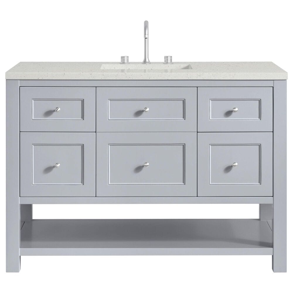 James Martin Vanities Breckenridge 48" Single Bathroom Vanity in Serenity Blue with 3 cm Lime Delight Quartz Top and Rectangular Sink, , large