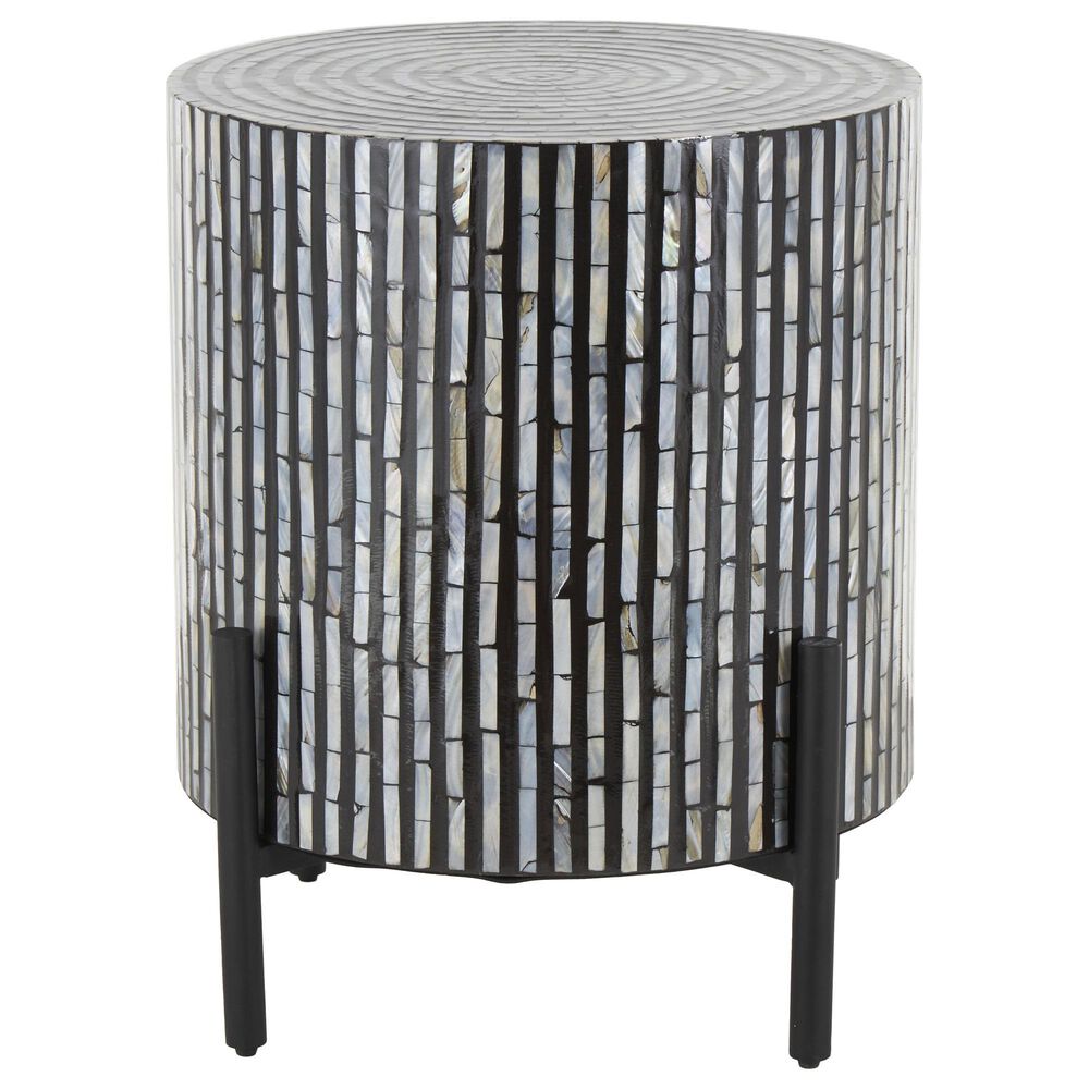 Maple and Jade Handmade Mosaic Inlay Geometric Accent End Table in Multicolored, , large
