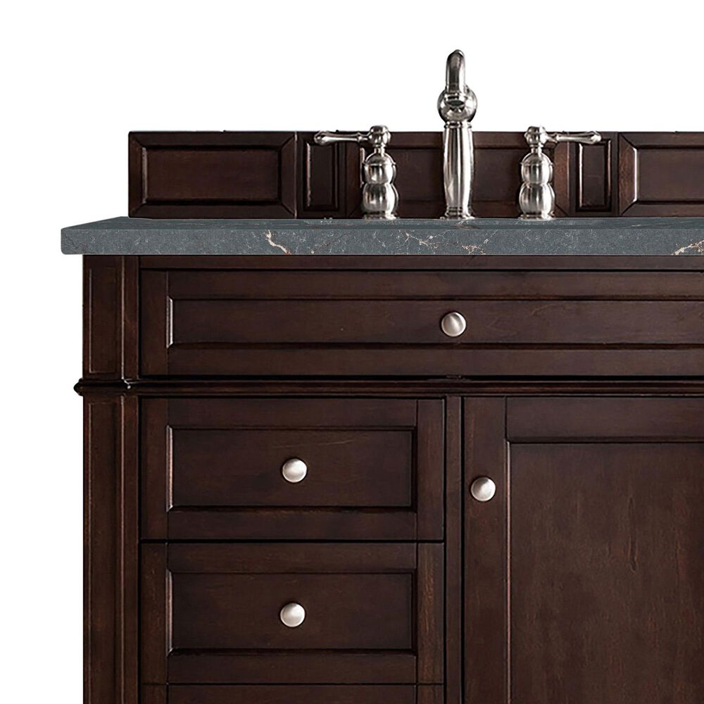 James Martin Vanities Brittany 36&quot; Single Bathroom Vanity in Burnished Mahogany with 3 cm Parisien Bleu Quartz Top and Rectangular Sink, , large