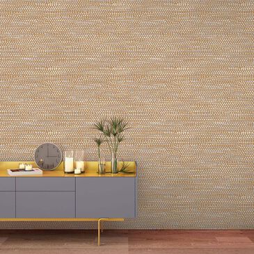 Tempaper Moire Dots Toasted Turmeric Peel and Stick Wallpaper, , large