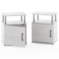 HOMLUX 3-Tier Utility Design End Table with Door in White Oak and Chrome (Set of 2), , large