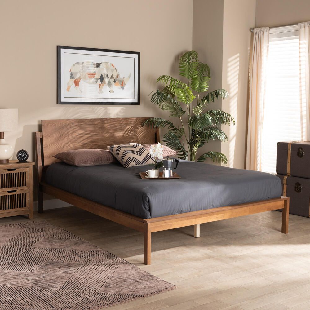 Baxton Studio Giuseppe Full Platform Bed in Walnut Brown NFM