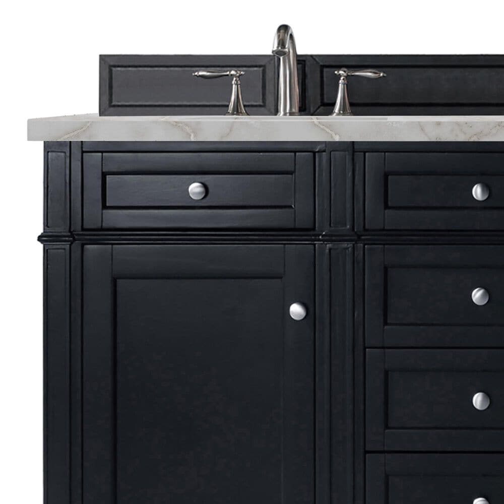 James Martin Vanities Brittany 60&quot; Double Bathroom Vanity in Black Onyx with 3 cm Victorian Silver Quartz Top and Rectangular Sinks, , large
