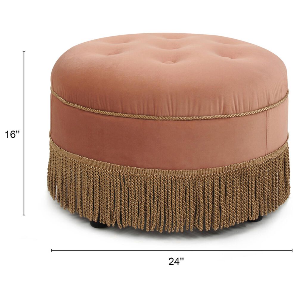 Jennifer Taylor Home Yolanda Accent Ottoman in Peach Orange Velvet, , large