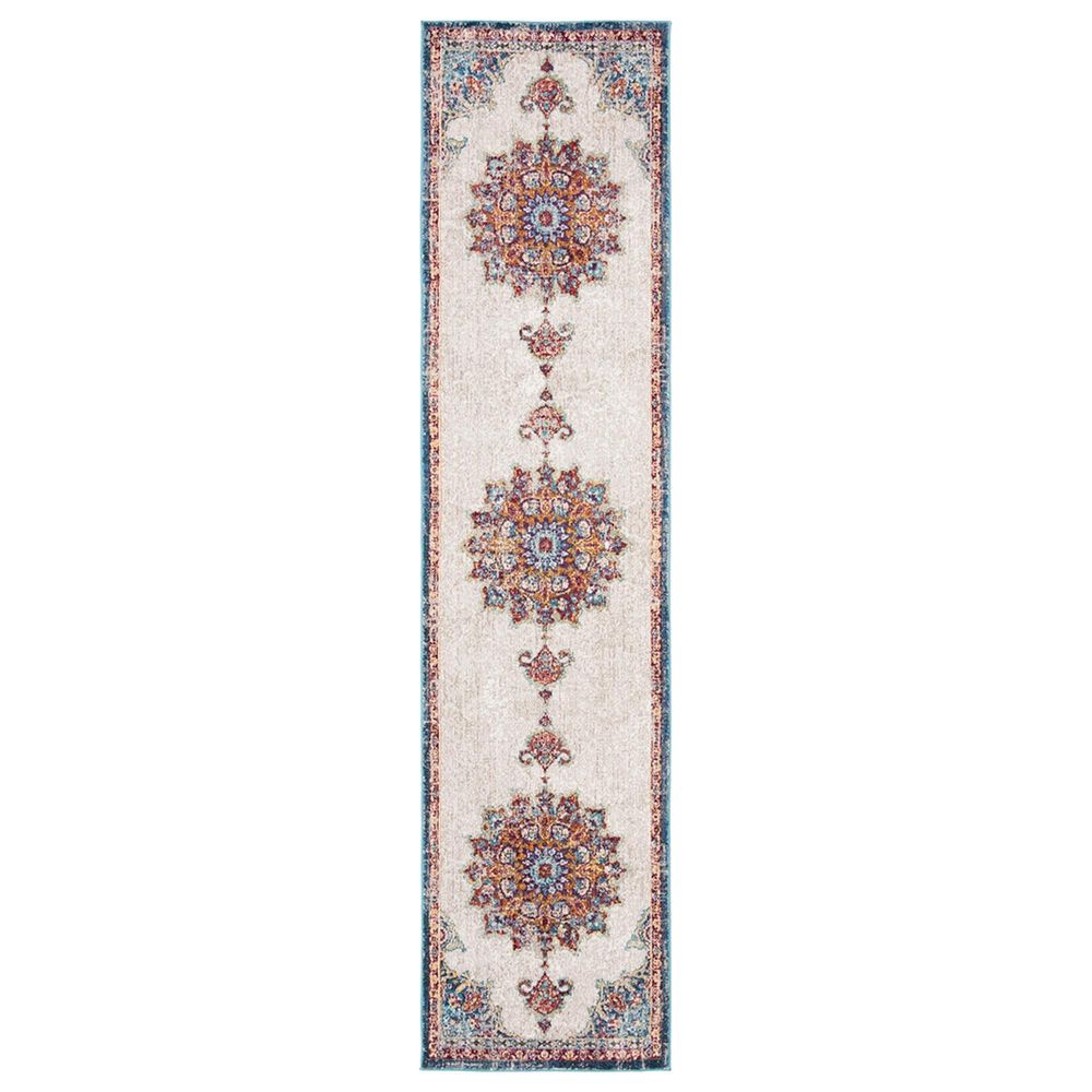 Safavieh Aria Oriental 2" x 8" Ivory and Navy Runner, , large