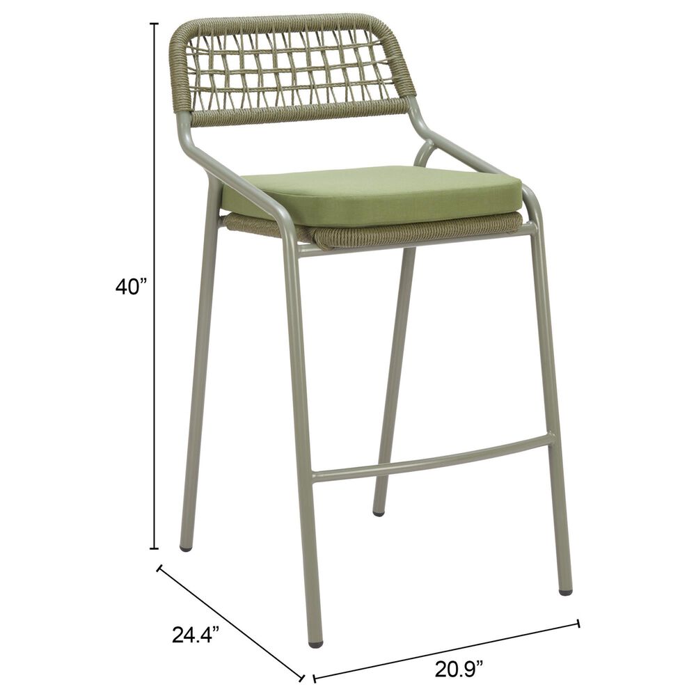 Zuo Modern Rio Patio Barstool in Green (Set of 2), , large