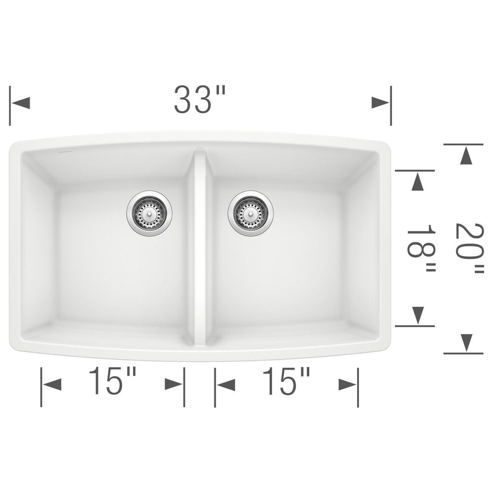 Blanco Performa 33&quot; Equal Double Bowl Kitchen Sink in White, , large