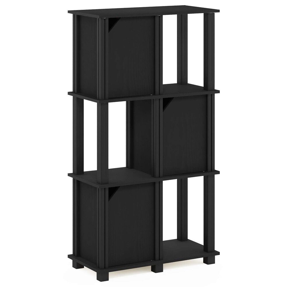 HOMLUX 4-Tier Storage Bookcase with Three Doors in Black Oak and Black, , large