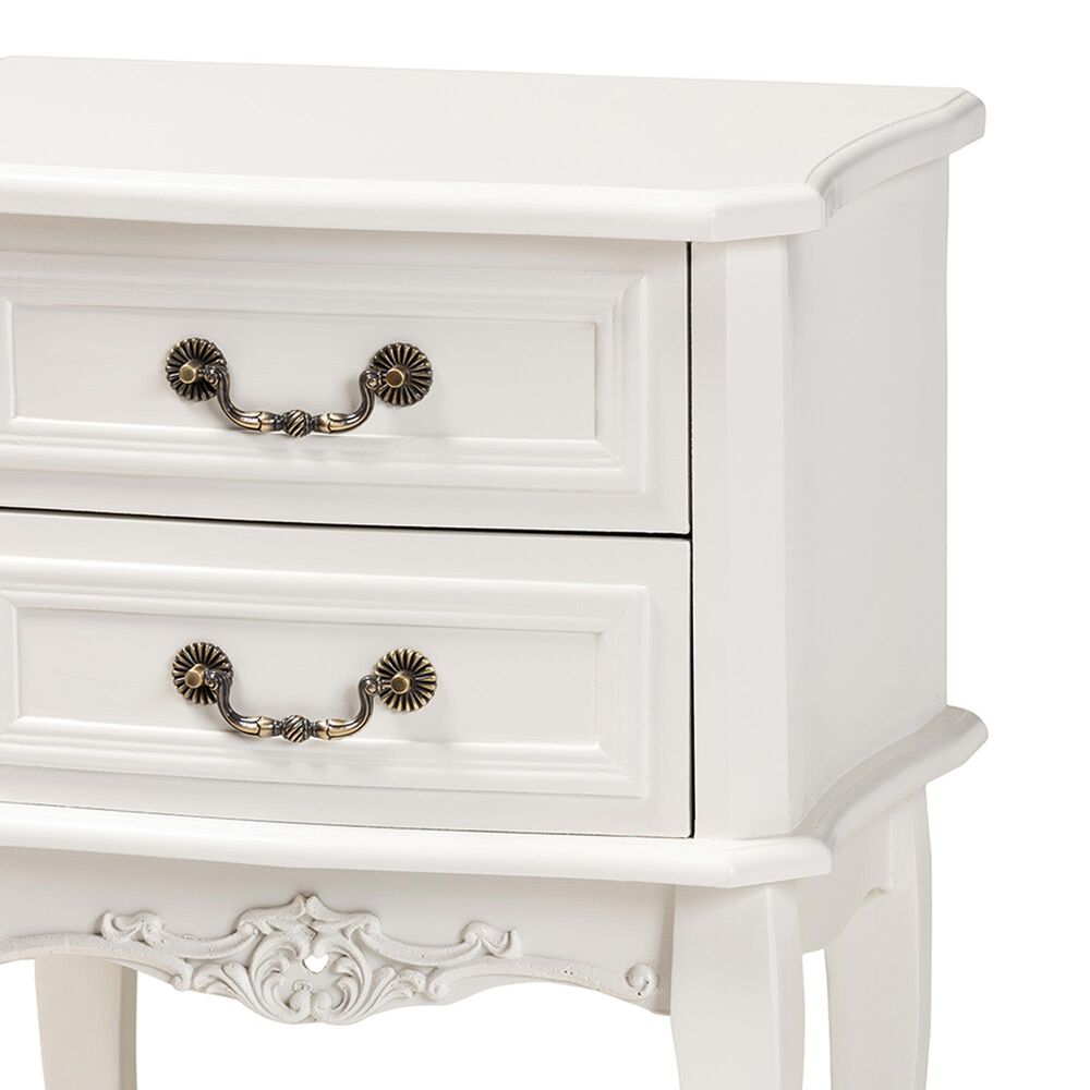 Baxton Studio Gabrielle 2-Drawer End Table in White, , large