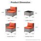 HOMLUX 6-Piece Outdoor Wicker Sectional Patio Furniture Set in Orange Red, , large