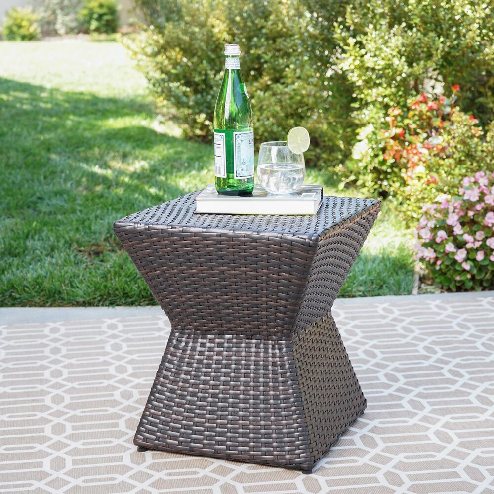 Hearth and Haven Calhoun Outdoor Square End Table in Brown, , large