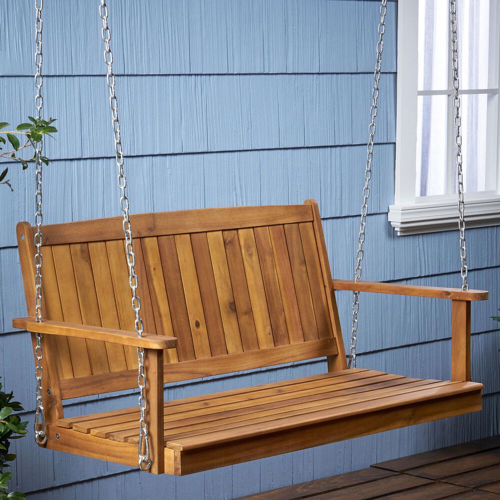 Noble House Tambora Patio Porch Swing in Teak Brown, , large