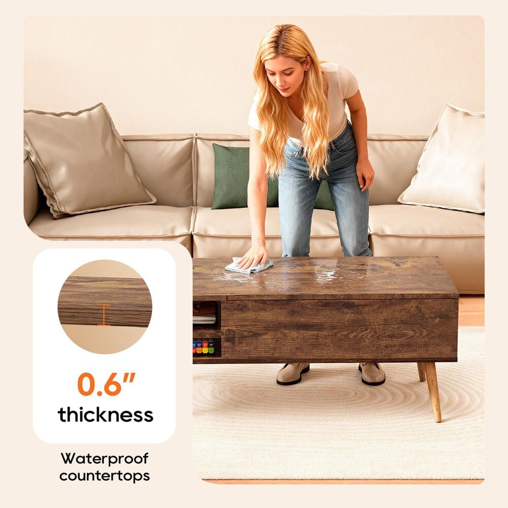 FDW Lift Top Coffee Table in Brown, , large