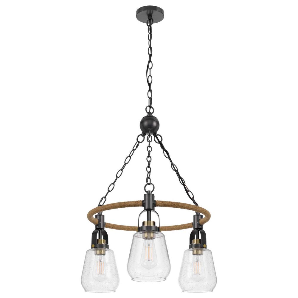 Cal Lighting Kavala 3-Light Chandelier in Burlap and Antique Brass, , large