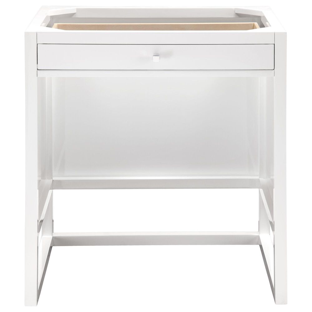 James Martin Vanities Athens 30" Makeup Counter in Glossy White with 3 cm White Zeus Quartz Top, , large