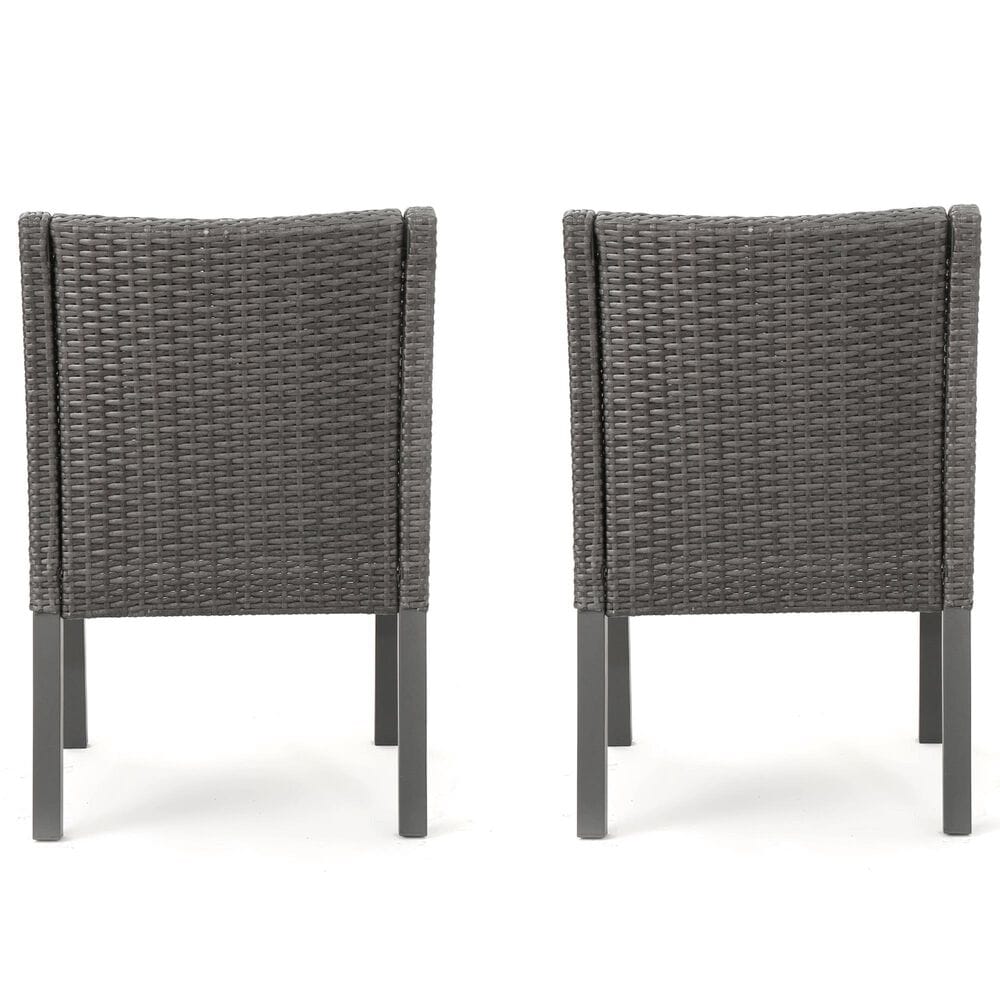 Hearth and Haven Antibes Outdoor Rattan Dining Chair in Grey and Silver &#40;Set of 2&#41;, , large