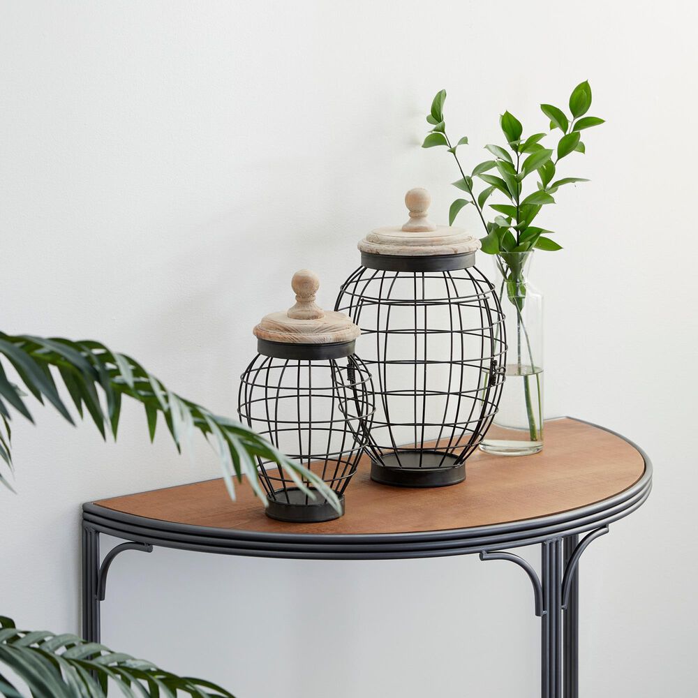 Maple and Jade Farmhouse Decorative Jar in Black and Brown &#40;Set of 2&#41;, , large
