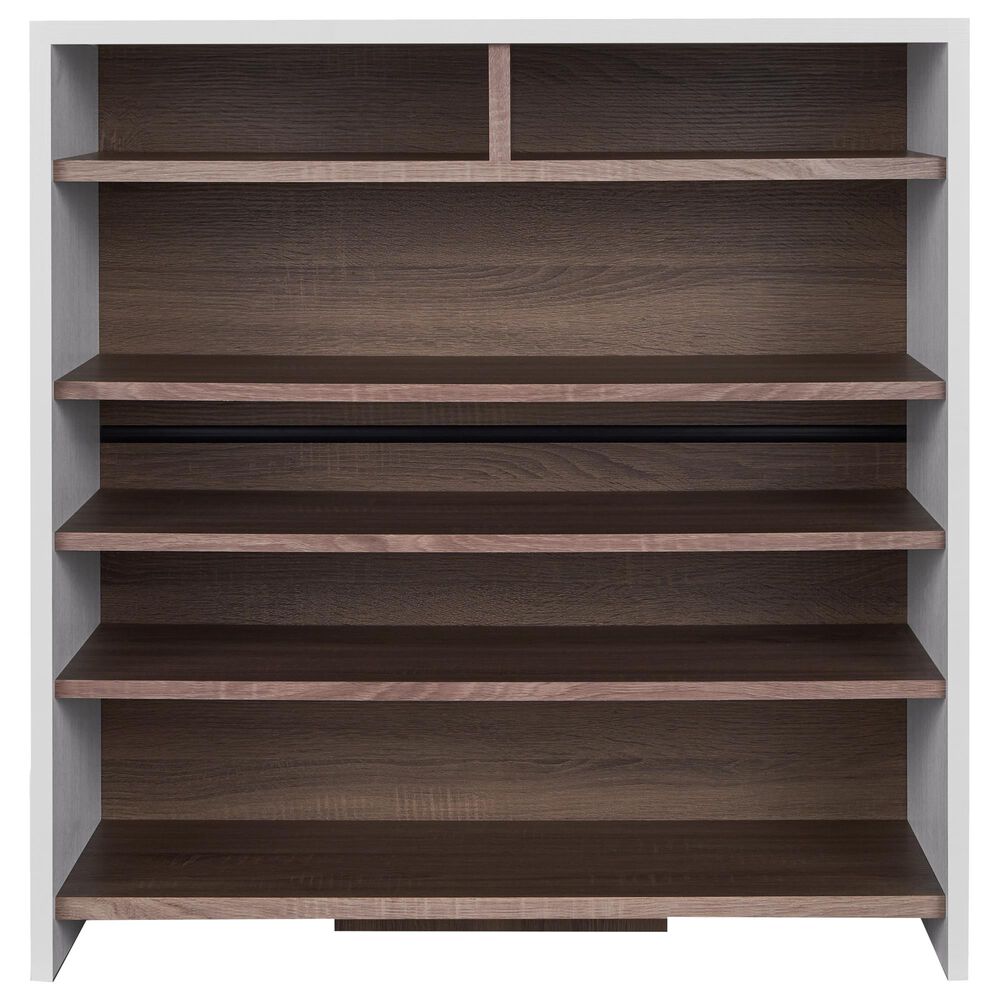 Furniture of America Parker 6-Shelf Shoe Cabinet in White and Brown, , large