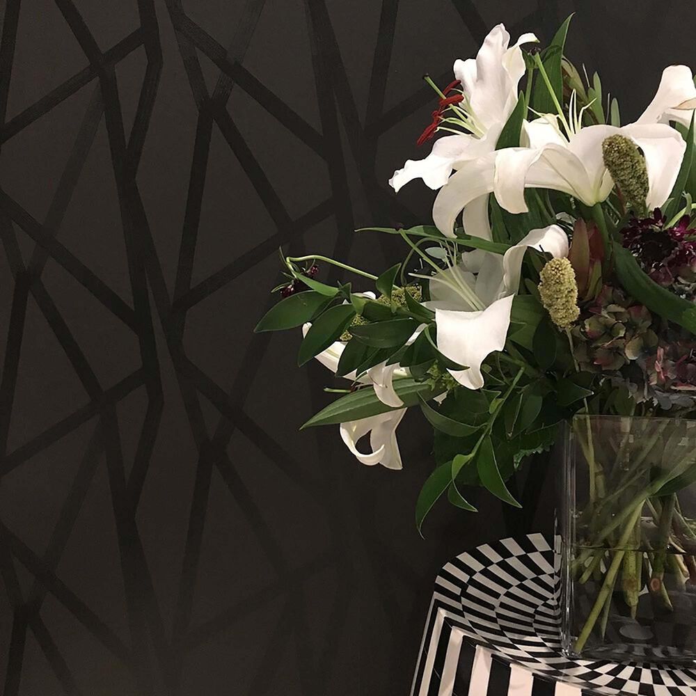 Tempaper Genevieve Gorder Intersections Black on Black Peel and Stick