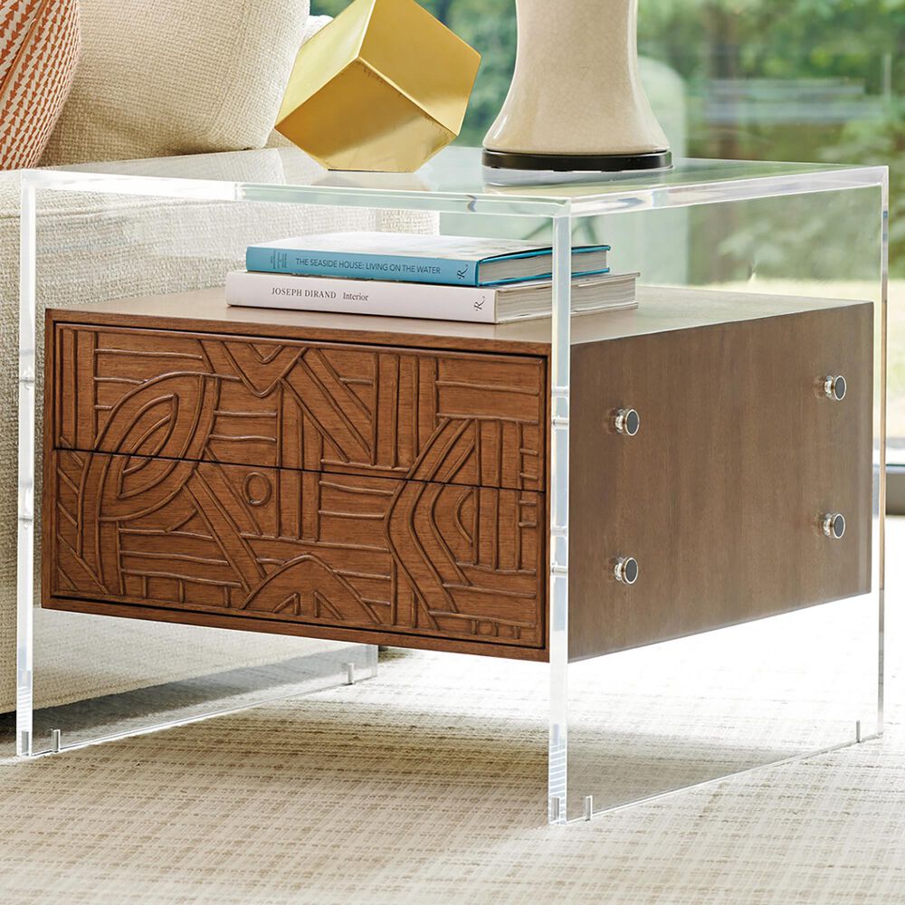 Lexington Home Brands Palm Desert Arden Lamp Table in Tan and Clear, , large